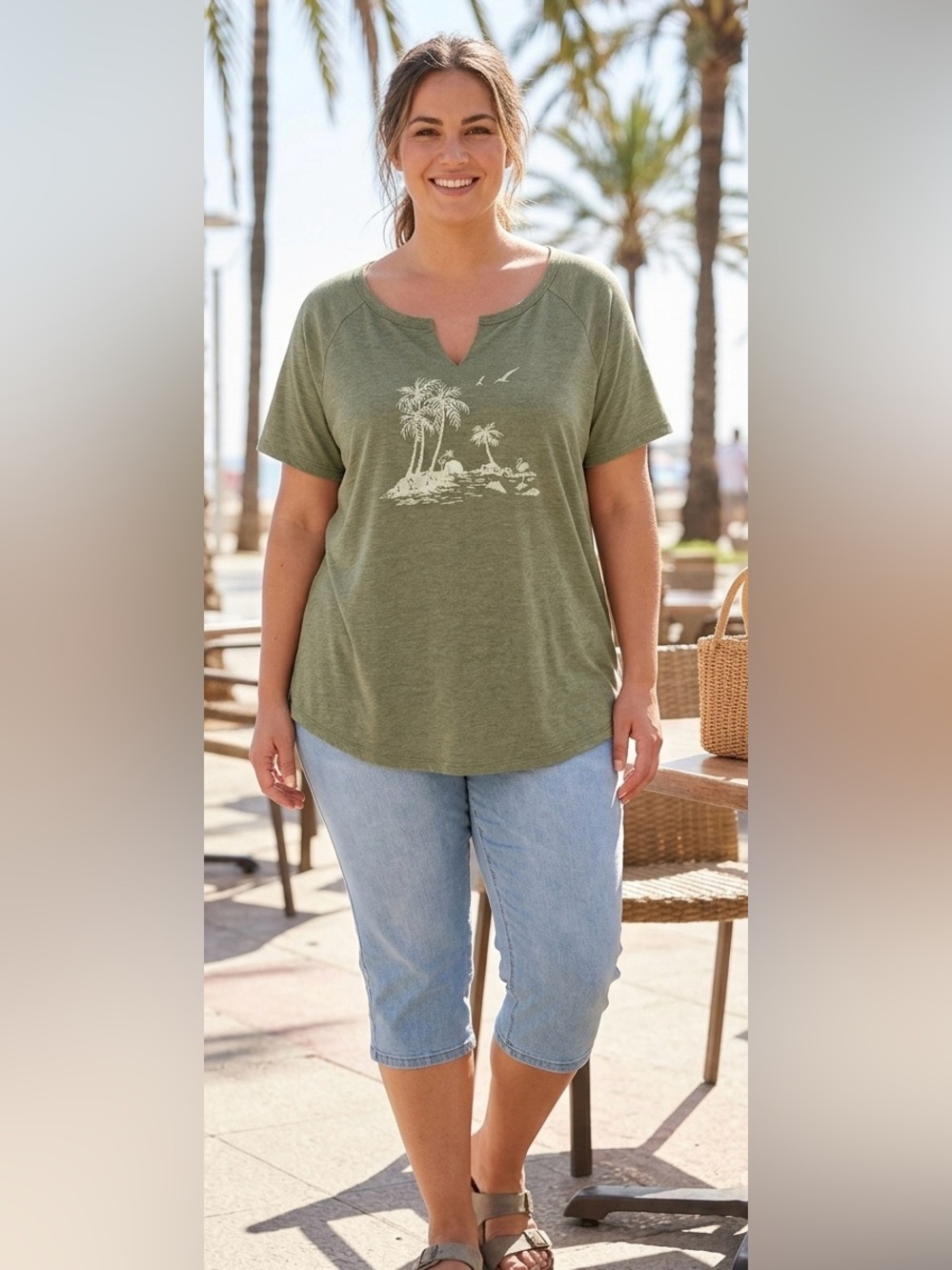 HIATUS Olive Green Graphic Tee - Picture 1 of 6